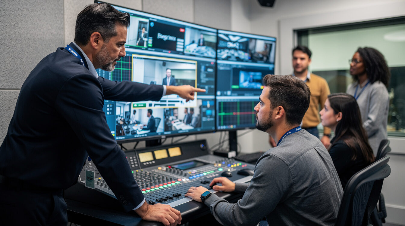 Instructor demonstrating live camera switching to trainees