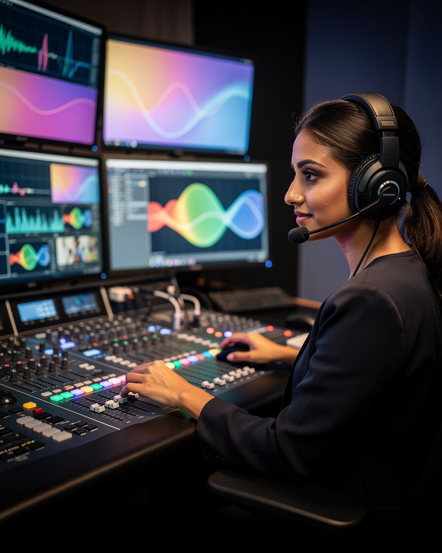 Graduate working as a technical director in a control room